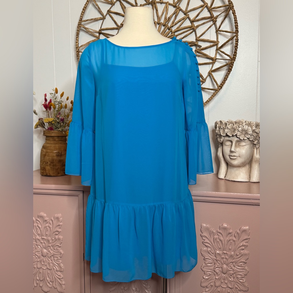 Loft 4p Vibrant Blue Long Sleeve Dress